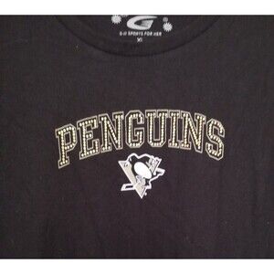 Pittsburgh Penguins Hockey NHL Women's Tee Style Top Studded Size XL Black